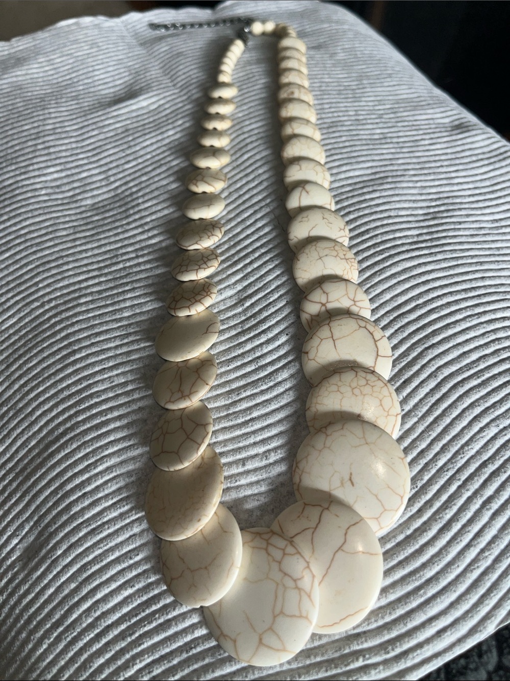 paparazzi Cream Veined Disc Layered Necklace